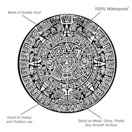 Black and White Ancient Aztec Mayan Calendar Sticker | Calendario Azteca Decal for Car Truck Laptop (9" x 9")