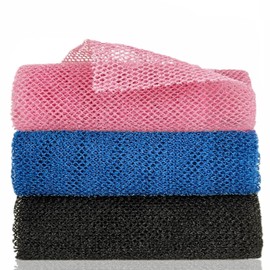 3Pcs African Net Long Bath Net Sponge, Bathing Body Exfoliating Net Cleaning Body Back Scrubber Skin Smoother, Net Bathing Sponge Stretch Length to 66 inch for Women Men Shower