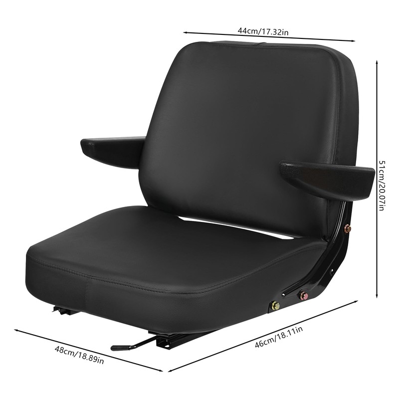 WUSILILU Adjustable Forklift Seat with Armrest, Driver Side Tractor Seat,