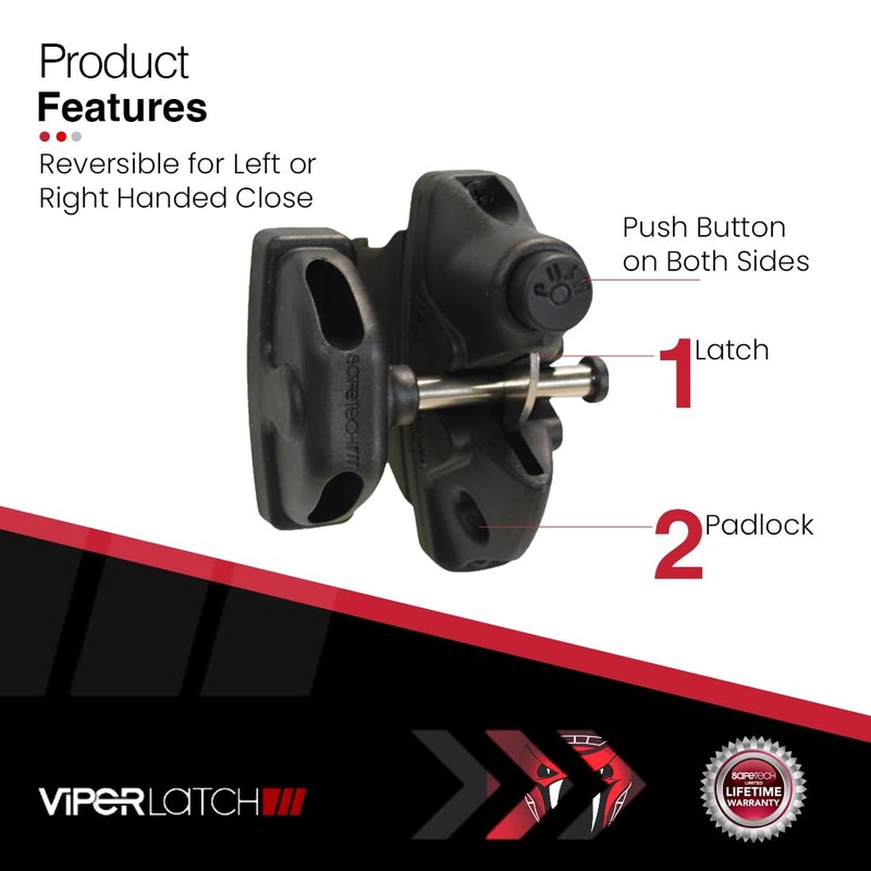 Safetech Hardware ViperX5-5 Two-Sided Gate Latch | Wrap Around Design