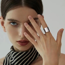 ALEXCRAFT Chunky Ring Silver Matt Brushed Women Men Open Adjustable Gifts for Women Girlfriend Mum Girls Valentine's Day Width 5 mm 10 mm 15 mm, Sterling Silver