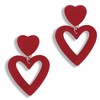 XGALBLA Double Heart Earrings Dangle Dark Red Heart Drop Earrings
