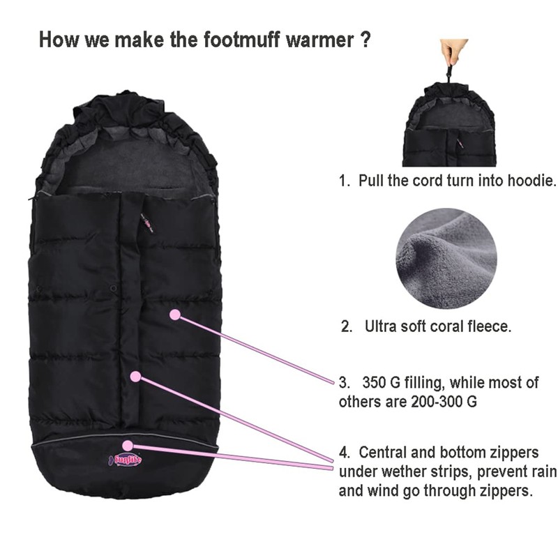 German Designed Universal Stroller Bunting Bag, 5 Way Zippers Style