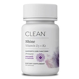 Clean Shine Vitamin D3 K2 for Immune Support - Vegan D3 Plus K2 for Bone Health, Mood Support, Energy Boost, 30 Capsules