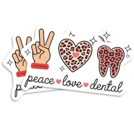 (2 Pack) Peace Love Dental Stickers Sticker - Dentist Appreciation Stickers - 2 Pack - 5 Inches - Made in USA - PLDFS10968