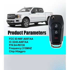Remote2program Car Key Fob Keyless Entry Self Programmable Remote Kit Replacement for 2015-2019 Ford F150 F250 F350, 2016-2017 Ford Explorer (3 BTN FILP Key/N5F-A08TAA)