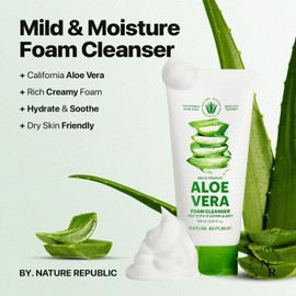 Nature Republic Limpiador Facial En Espuma Suave E Hidratante Con Aloe Vera. Desmaquillante Hidratante Y Humectante. Limpiador Facial De Poros Con Aloe Vera. Cuidado De La Piel Coreano Para Todo Tipo