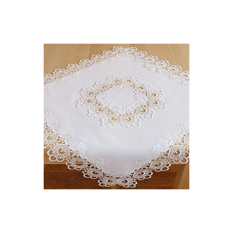 matches21 Tablecloth, Table Cloth with Elegant Embroidery and Filigree Lace,
