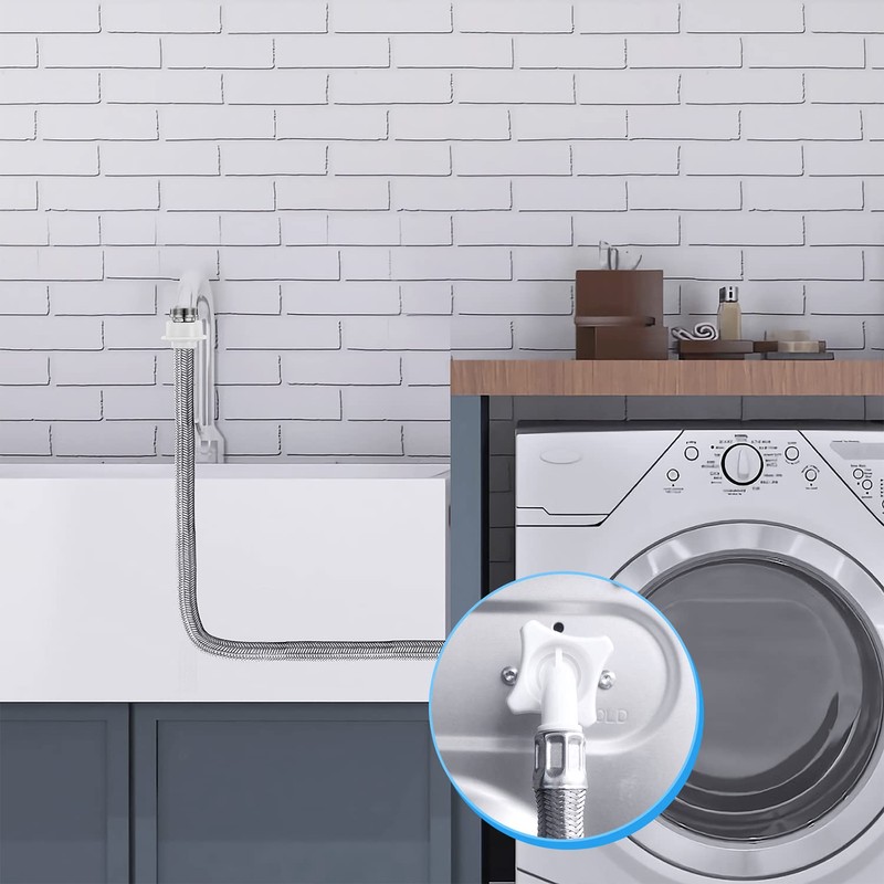 Stainless Steel Washing Machine Hose With Quick Connect，Portable Water Inlet