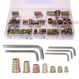 Mtsooning 120PCS M4 M5 M6 M6 M8 M10 Threaded Insert Nuts, Zinc Alloy Nuts Hex Socket Screw-in Nuts Assortment Set Tool Kit for Wood Furniture
