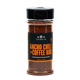 The Spice Lab Ancho Chili Powder and Coffee Rub Seasoning Blend - Award Winning Sweet Heat with a Hint of Coffee – 6.1 oz Shaker Jar - Kosher & Gluten Free Spices -7017