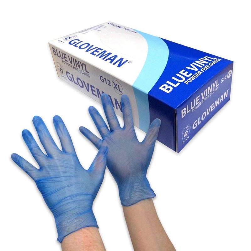 Blue Vinyl Gloves, Powder free and Latex free, 100 Goves