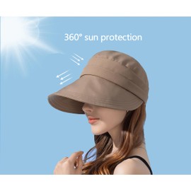 MAKFORT Sun Hat Foldable Summer Hat Women's Breathable Hat Visor Cap Outdoor Hat for Golf Travel Hiking, B-khaki