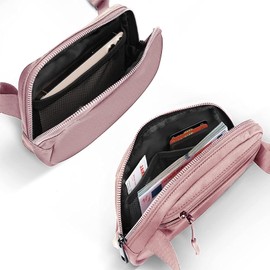 Bomvabe Fanny Pack for Women Teen Girls, 1L Mini Everywhere Belt Bag with Adjustable Strap 32" to 51", Crossbody Bag for Travel Walking Hiking Running, Small Fashion Waist Bag, Baby Pink