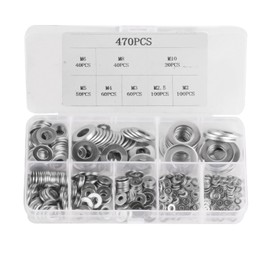 470 Pcs Flat Washer, Stainless Steel Lock Washer Spacers, Assorted Metal Washers Assortment for Home Decoration, Factories Repair Construction - M2/M2.5/M3/M4/M5/M6/M8/M10/M12