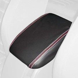 RedlineGoods armrest cover compatible with Volkswagen Golf MK VI 2010-14. Tailor made - not universal! Genuine top-grade Italian Black leather with Blue thread