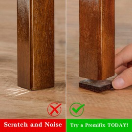 Square Felt Pads for Chair Legs, Square Felt Furniture Pads 1 inch 48 Pieces Pack Brown, Furniture Pads for Hardwood Floor 5mm Thick