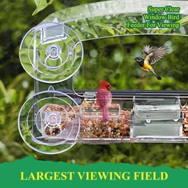 ACEROMT Window Bird Feeder with Strong Suction Cups - Clear Window Bird feeders for Viewing, Bird Feeder Window Viewing Box Transparent Bird House for Outdoors, Gifts for Mom Dad