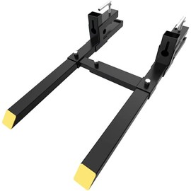 YITAMOTOR 60" 4000LBS Clamp on Pallet Forks Light Duty Forks for Tractor Loader Bucket with Adjustable Stabilizer Bar