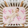 Burbuja Pink Bow Crib Sheet for Boys Girls, Fitted Crib