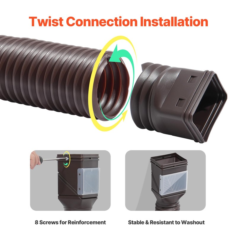 VEVOR HC3003G2 Rain 2-Pack Flexible Downspout, Spout Drain Extendable from