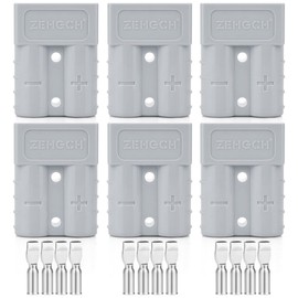 ZEHGCH 50Amp 6-10 Gauge Battery Cable Quick Connect/Disconnect Connector Plug Kit for Car Forklift Motor Winch Trailer (6AWG6PCS Grey)