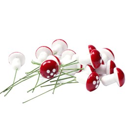 Yardwe 10Pcs Mini Tiny Foam Mushrooms Fairy Garden Mushrooms Miniature Red Mushrooms for Flower Pot Micro Landscape Decoration