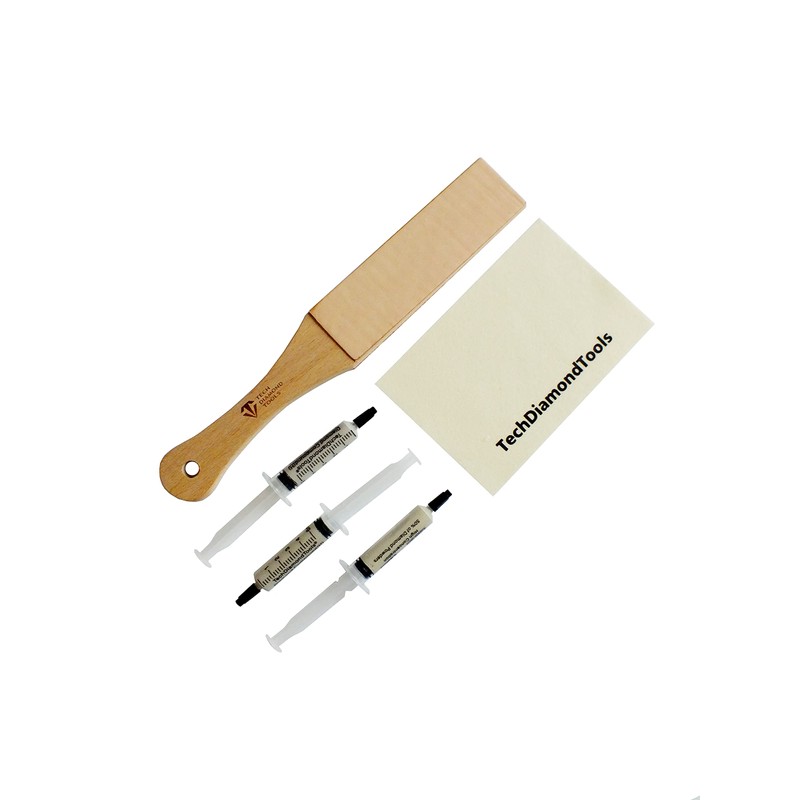 TechDiamondTools Knife Sharpening Kit, 11” Long Leather Paddle Strop for