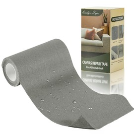 Linen Canvas Repair Tape, 4×63 Inches Dark Grey Waterproof Self-Adhesive Patch for Outdoor Gear, Durable Fabric Tape for Boat Covers, Couch,Tents, Sofas, Sun Shades, Awnings,Lounge Chairs