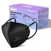 KN95 Face Mask 50 Pack, Individually Wrapped, Black Disposable Face