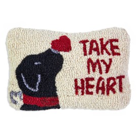 Chandler 4 Corners Artist-Designed Take My Heart Hand-Hooked Wool Decorative Throw Pillow - Valentine's Day Pillow for Couches & Beds - Low Maintenance - Gift for Anniversary & Wedding