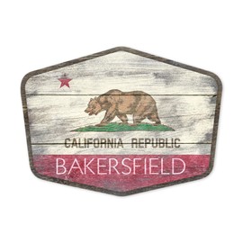 Lantern Press Sticker Bakersfield, California, Rustic State Flag, Die Cut Vinyl, (Waterproof Decal for Cars, Water Bottles, Laptops, Coolers), Small