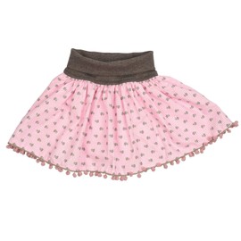 Skirt with Elasticated Cuffs and Pompom Edge, Pink, pink