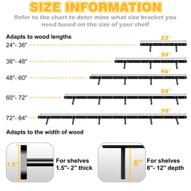 Kinchoix Hidden Floating Shelf Bracket 70 inch Heavy Duty Floating Shelf 2PCS Thickened Solid Steel Floating Shelf Hardware for Hidden Wall Shelves Support Kitchen/Living Room/Office (6 inch Rods)