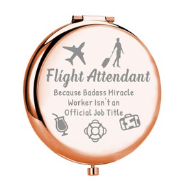 MYOSPARK Flight Attendant Gifts Air Stewardess Makeup Mirror Stewardess Aviation Makeup Mirror Flight School Student Graduation Gift (Title Flight Attendant Mirror)