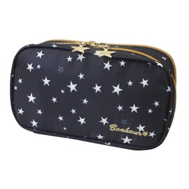 AF8282 Makeup Pouch, Cosmetic Pouch, Large Capacity, Double Zipper, Stylish, Functional Pouch, Brush Holder, Divider, Cosmetics, Storage, Star Pattern