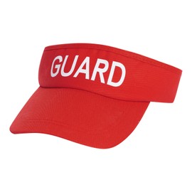 Marrywindix 1 Pcs Red Lifeguard Visor Hat Sport Wear Athletic Visor Uniform Pool Sun Beach Rescue Guard Brim Cap for Women Men
