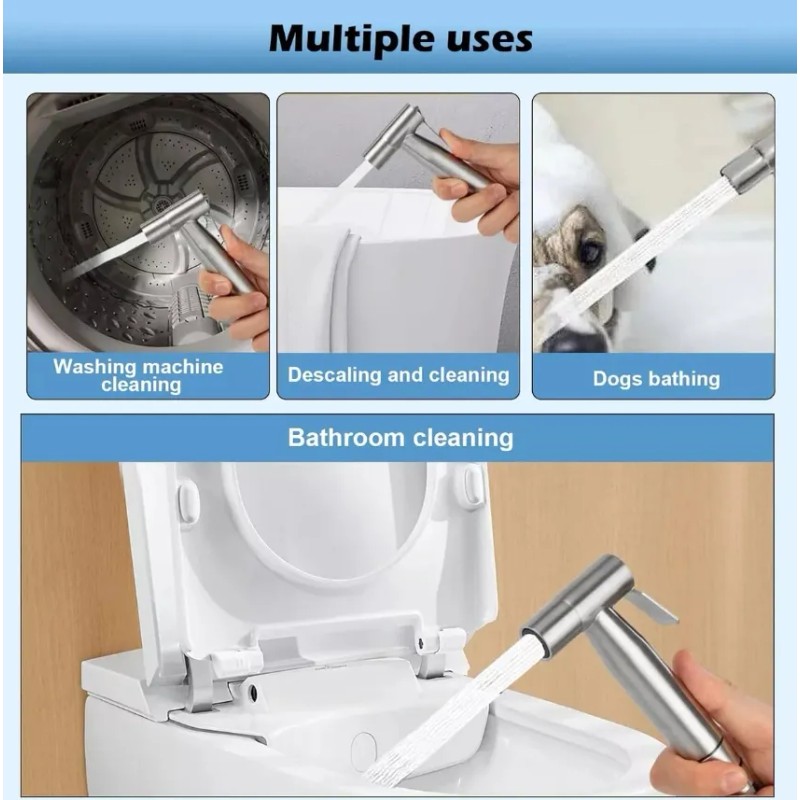 Kit Grifo Rociador Bidé De Mano Inodoro P/ Higiene Personal