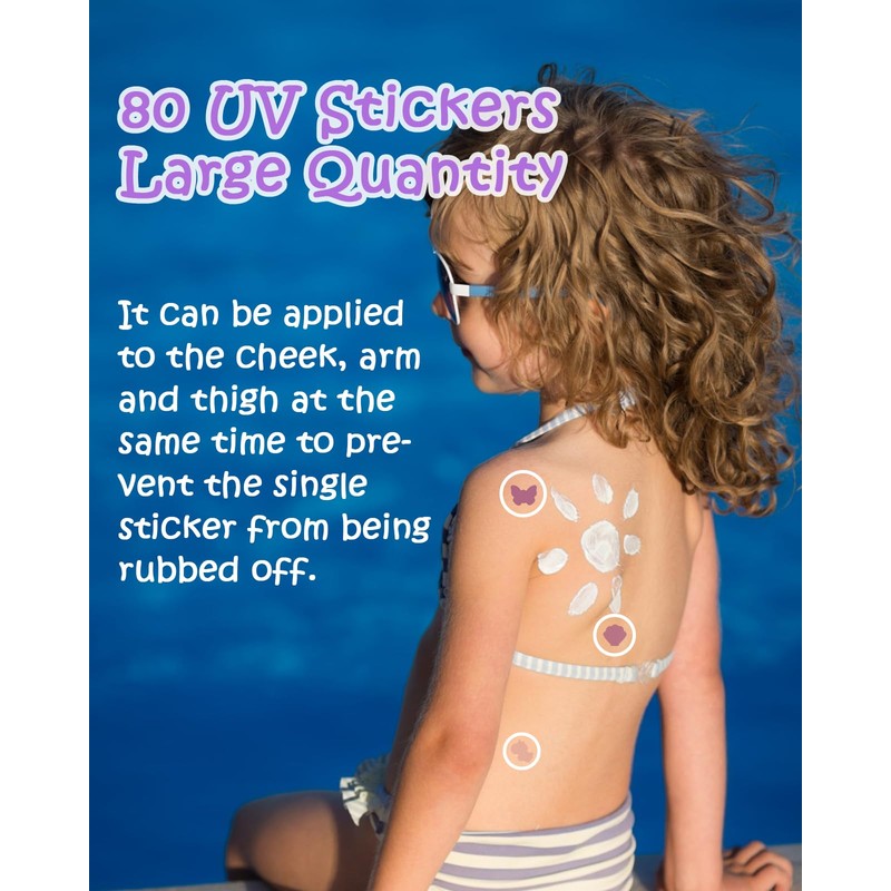UV Detection Stickers for Sunscreen - 80 Count UV Detection