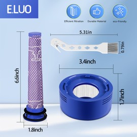 E.luo 6 Pack Vacuum Filter Replacement Kit for Dyson V7, V8 Animal and V8 Absolute Cordless Vacuum, 3 Post Filter, 3 Pre Filter, Replaces Part # 965661-01 & 967478-01