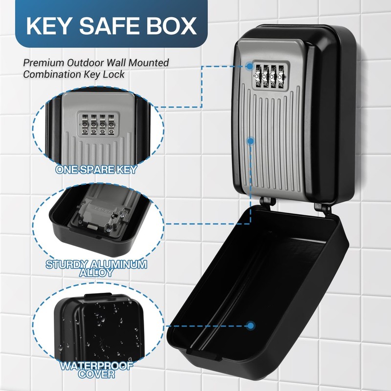 NBYT Portable Combination Lock keybox, Wall Mount,For House Keys Key