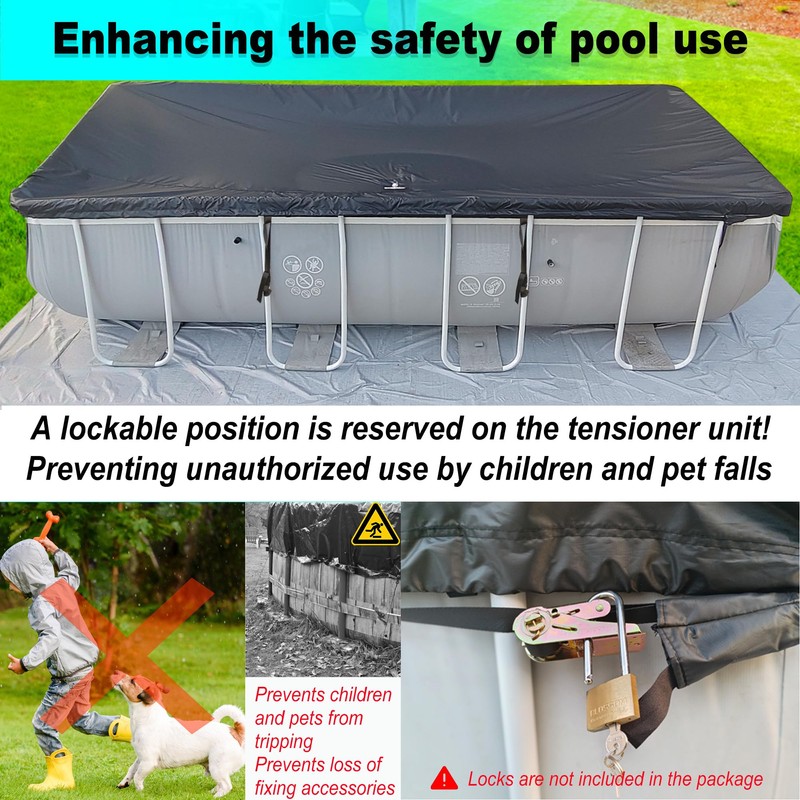 SIHAIAN 10x16Ft Rectangular Pool Cover with Side Storage for Oval