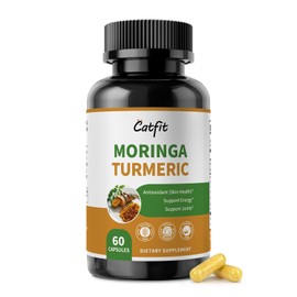 Moringa Capsules with Turmeric Curcumin for Joint, Energy & Gut Support – Moringa Powder with Bromelain & Black Pepper, Superfood Supplement for Men & Women – Vegan, Non-GMO & Gluten-Free, 60 Ct