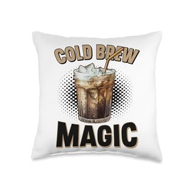 Cold Brew Magic Cold Brew Latte Iced Coffee Lover Espresso Throw Pillow