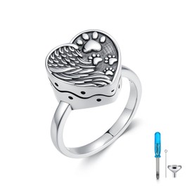 MEIDERBO Urn Ring for Ashes 925 Sterling Silver Cremation Rings Always in My Heart Memorial Keepsake Jewelry Gifts for Women, 7, No Gemstone