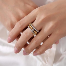 COOSLIM Gold Stackable Rings for Women Non Tarnish, Dainty Stackable 18k Gold Plated CZ Cubic Zirconia Rings, Gold Knuckle Women Rings Set 8