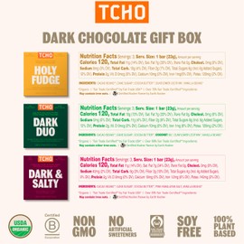 TCHO Dark Chocolate Gift Box - Organic Dark Chocolate Bars - Vegan, Paleo-Friendly, Gluten-Free, Soy-Free, Handcrafted Pure Cacao Bars - Healthy Chocolate Perfect for Gifting - 6 Bars