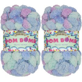 JubileeYarn Pom Bomb Yarn - Super Bulky Polyester - Diamonds in The Sky - 2 Skeins