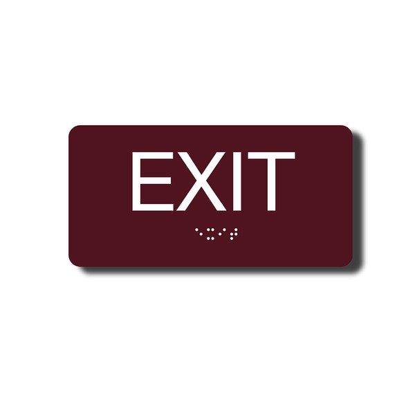 ADA Compliant Sign with Braille (6" x 3", Exit, Burgundy)