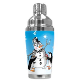 Mugzie brand 20 Ounce Cocktail Shaker with Insulated Wetsuit Cover - Penguin's & Snowman
